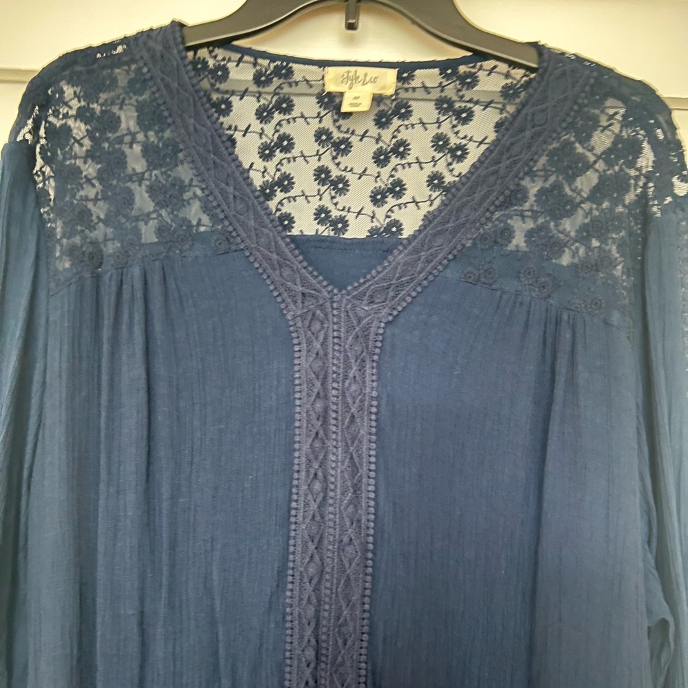 Navy Blue Lace Blouse